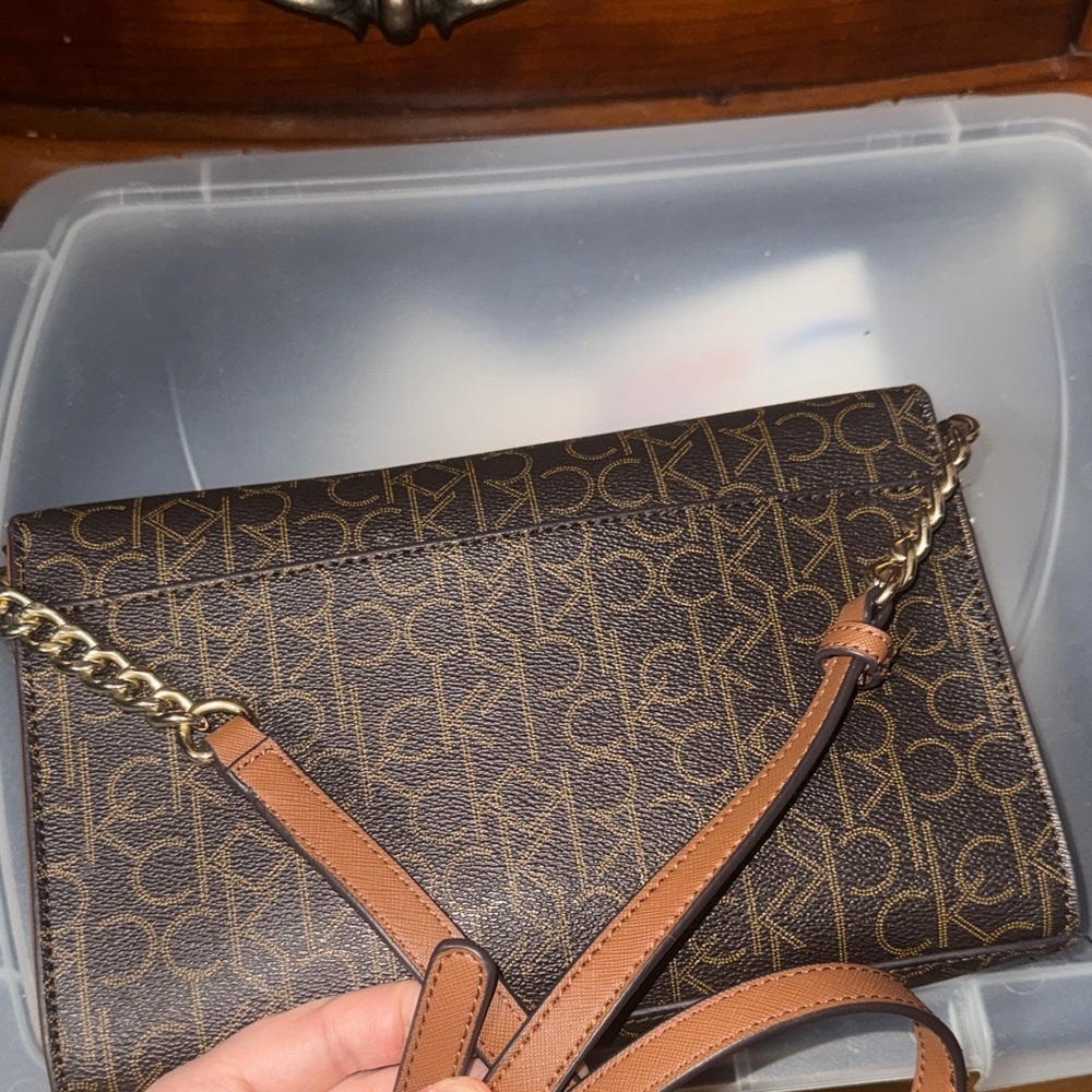 Calvin Klein Black and Gold Monogram Clutch - Picture 10 of 13